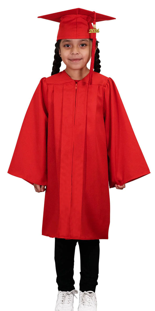 Kids Red Graduation Cap & Gown - Preschool & Kindergarten