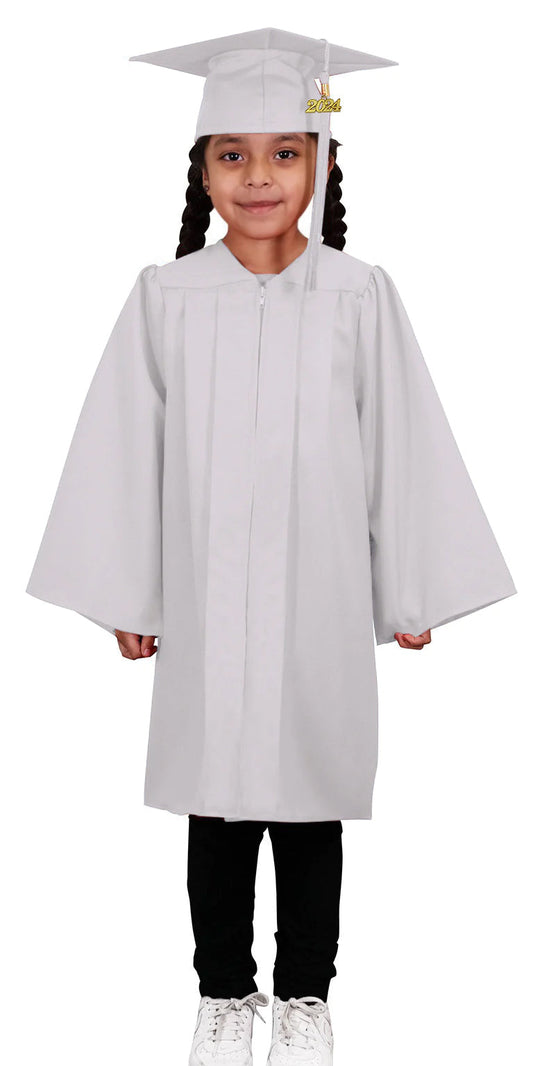 Kids White Graduation Cap & Gown - Preschool & Kindergarten