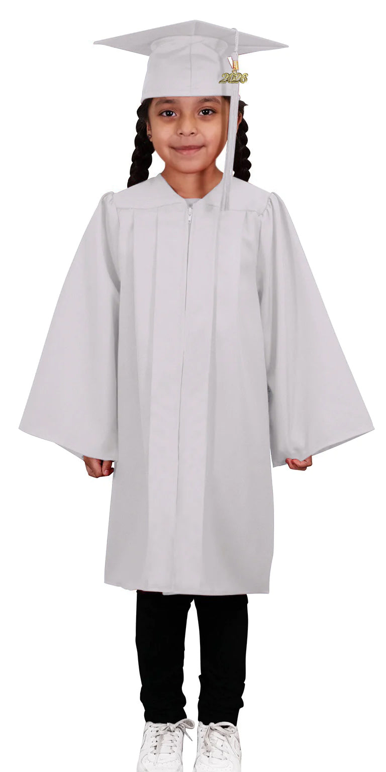 Kids White Graduation Cap & Gown