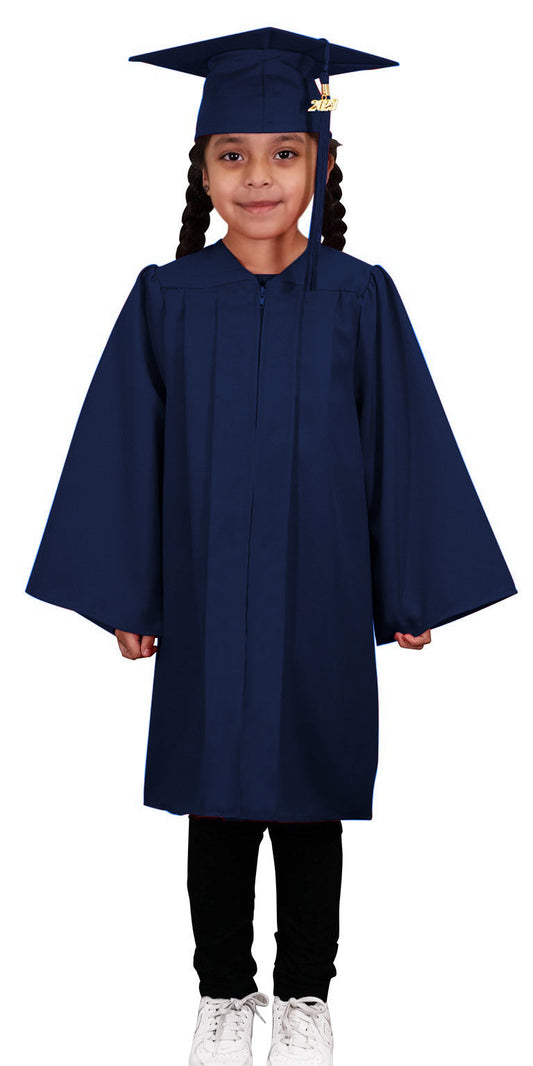 Kids Navy Blue Graduation Cap & Gown - Preschool & Kindergarten