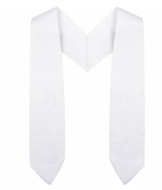 White Preschool / Kindergarten Graduation Stole - Graduation Cap and Gown