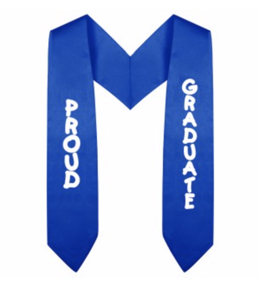 Royal Blue Imprinted Preschool / Kindergarten Graduation Stole - Graduation Cap and Gown