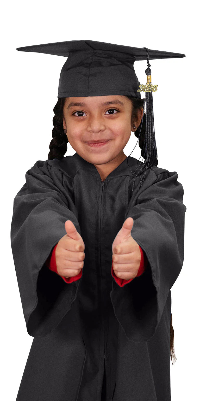Kids Black Graduation Cap & Gown - Preschool & Kindergarten