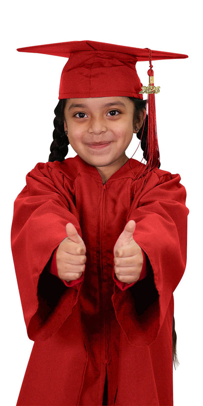 Kids Red Graduation Cap & Gown - Preschool & Kindergarten